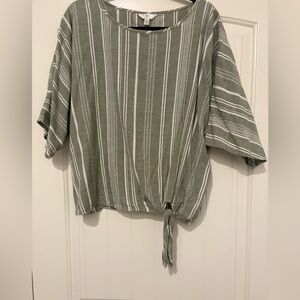 Time and Tru Green and White Striped Top